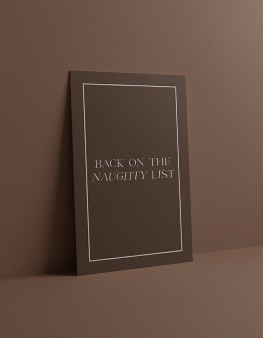 BACK ON THE NAUGHTY LIST CHRISTMAS GREETING CARD